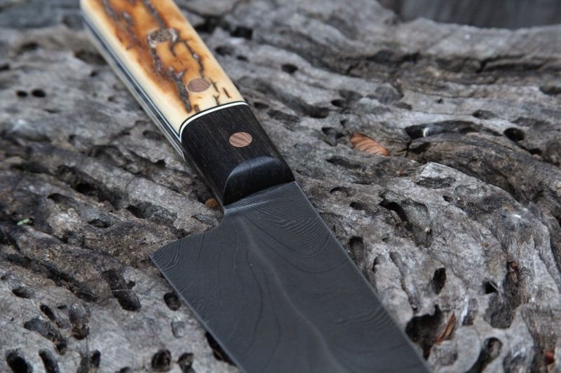 SOLD Feather damascus LASER petty. SOLD